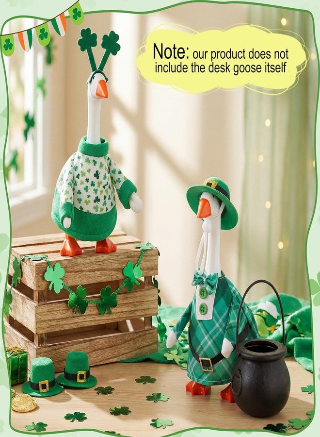 Abbylike 2 Set St. Patrick's Day Desk Goose Outfits 7 Inch Magnetic Goose Keyholder Irish Shamrock Couple Costume with St. Patrick's Pot for Magnetic Duck Statue Desk Key Holder Decor - Image 4